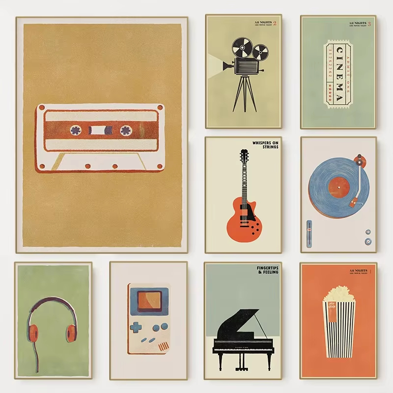 Musical Instrument Image - Retro Ortaçağ Pop Müzik Enstrümanı Posteri