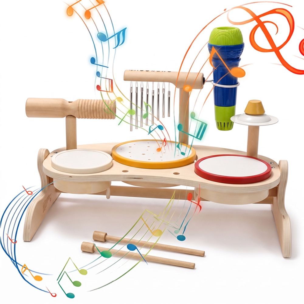 Musical Instrument For Toddlers - Çocuklar İçin Ahşap Davul Seti Müzik