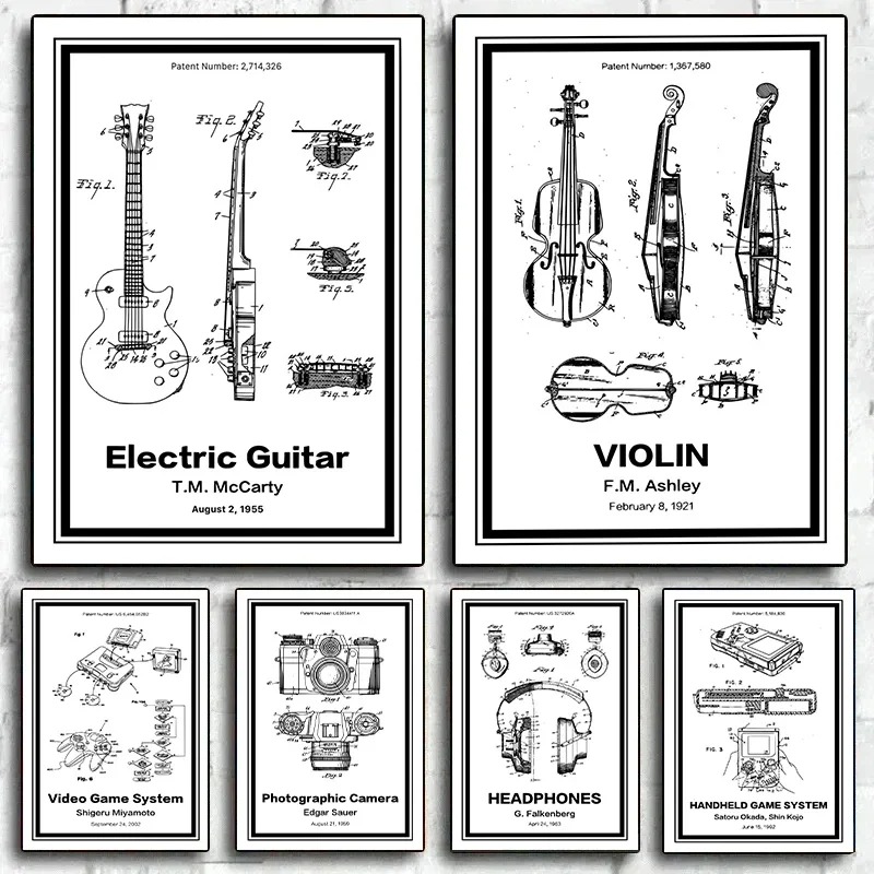 Musical Instrument Video - Müzik Aleti Patentleri Posterler Tuval Boyama