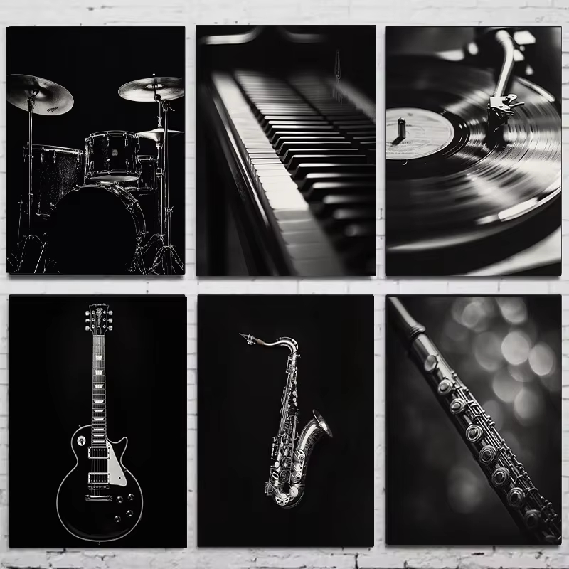Modern Siyah Beyaz Müzik Enstr - Musical Instrument Image incelemesi ve fiyatı