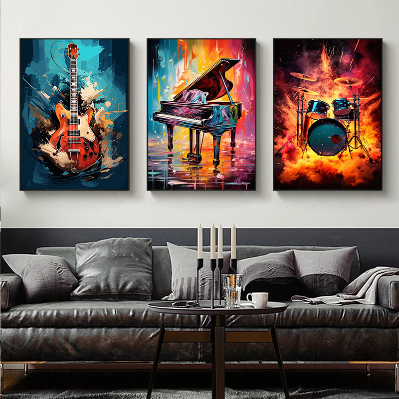 Çerçevesiz Soyut Renkli Sanat  - Musical Instrument Image incelemesi ve fiyatı